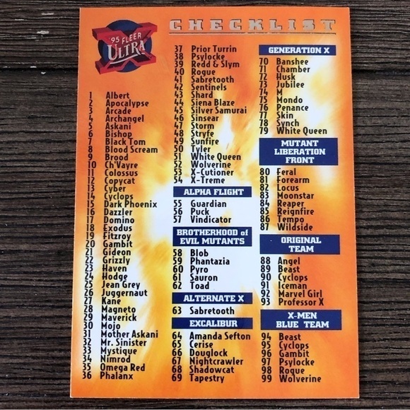 X-Men ’95 Fleer Ultra trading card: Greatest Battles: Checklist #150 - Picture 2 of 2